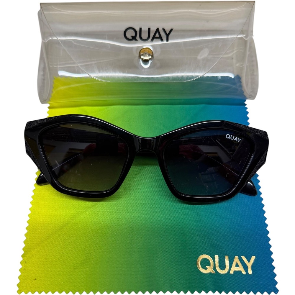 Quay Counting Stars Sunglasses Black Oversized Geometric Cat Eye Frames